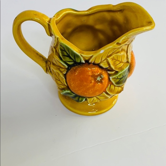 D Exclusive | Burnt Orange Floral & Fruit Painted Ceramic Mug | Vintage Pour Cup - Picture 1 of 9